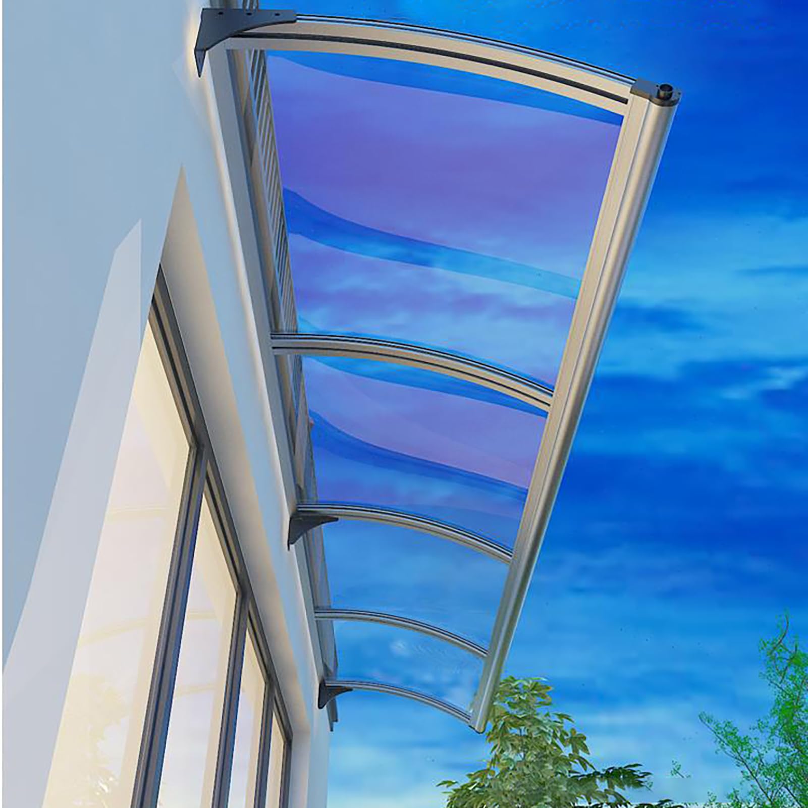 Auvent de pluie extérieur et marquise de porte en polycarbonate pour une protection de fenêtre