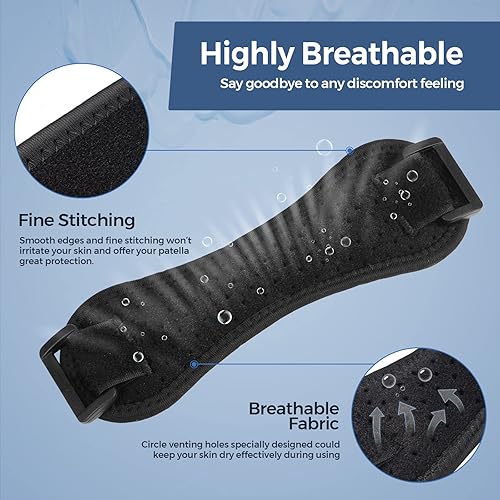 Miniatura 3 de Paquete de 2 correas de rodilla para rótula, soporte de rodilla ajustable para mujeres y hombres, vendaje rotuliano para aliviar el dolor de la
