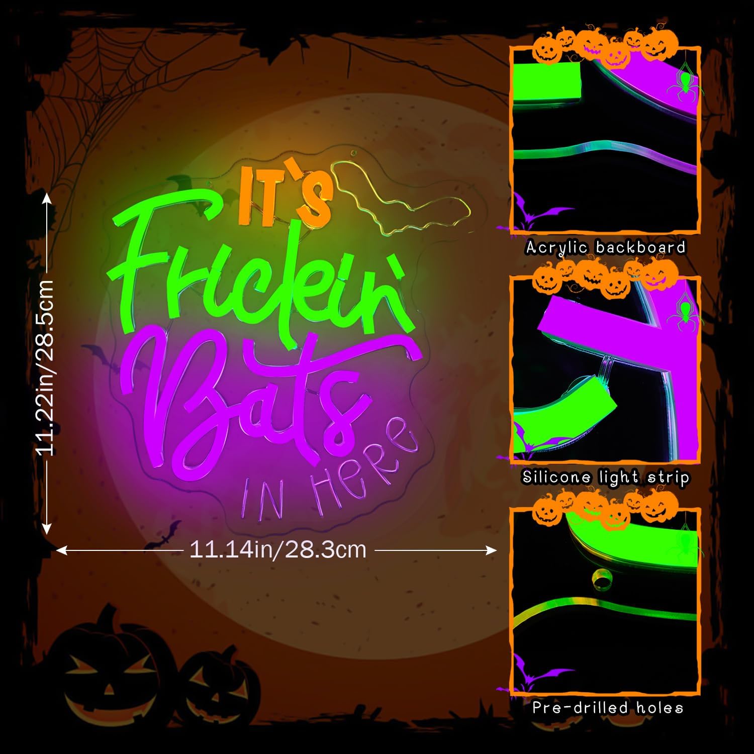It's Frickin Bats Halloween Neon Signs for Wall Decor It's Frickin Bat Neon Lights Halloween Led Signs for Bedroom Wall USB Halloween Light Up Sign for Bedroom Bats Wall Decor Party Gifts