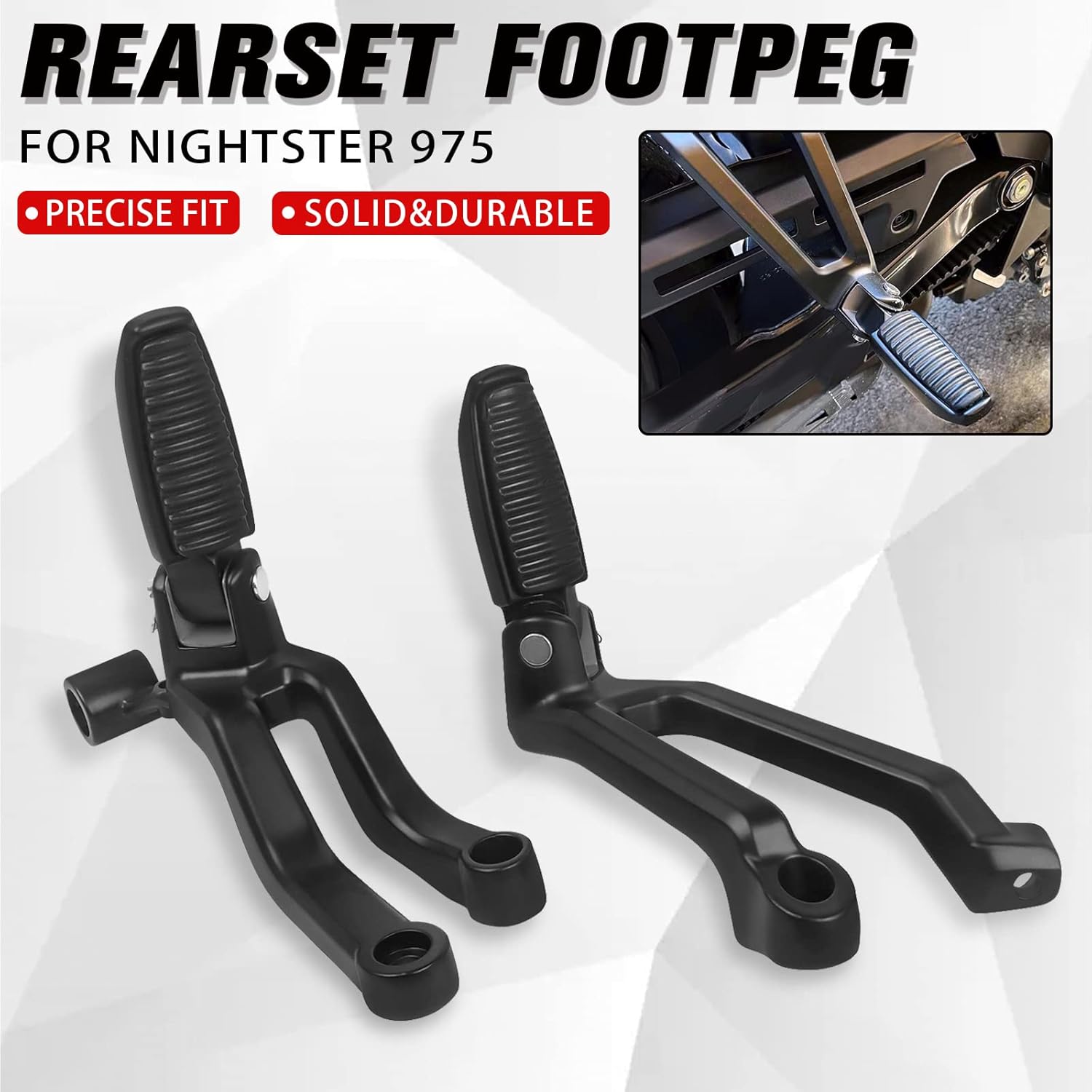Motorcycle Footpegs Rear Passenger Foot Pegs Compatible with Harley Nightster 975 RH975 2021 2022 2023 2024 2025 Foot Rests Pedal