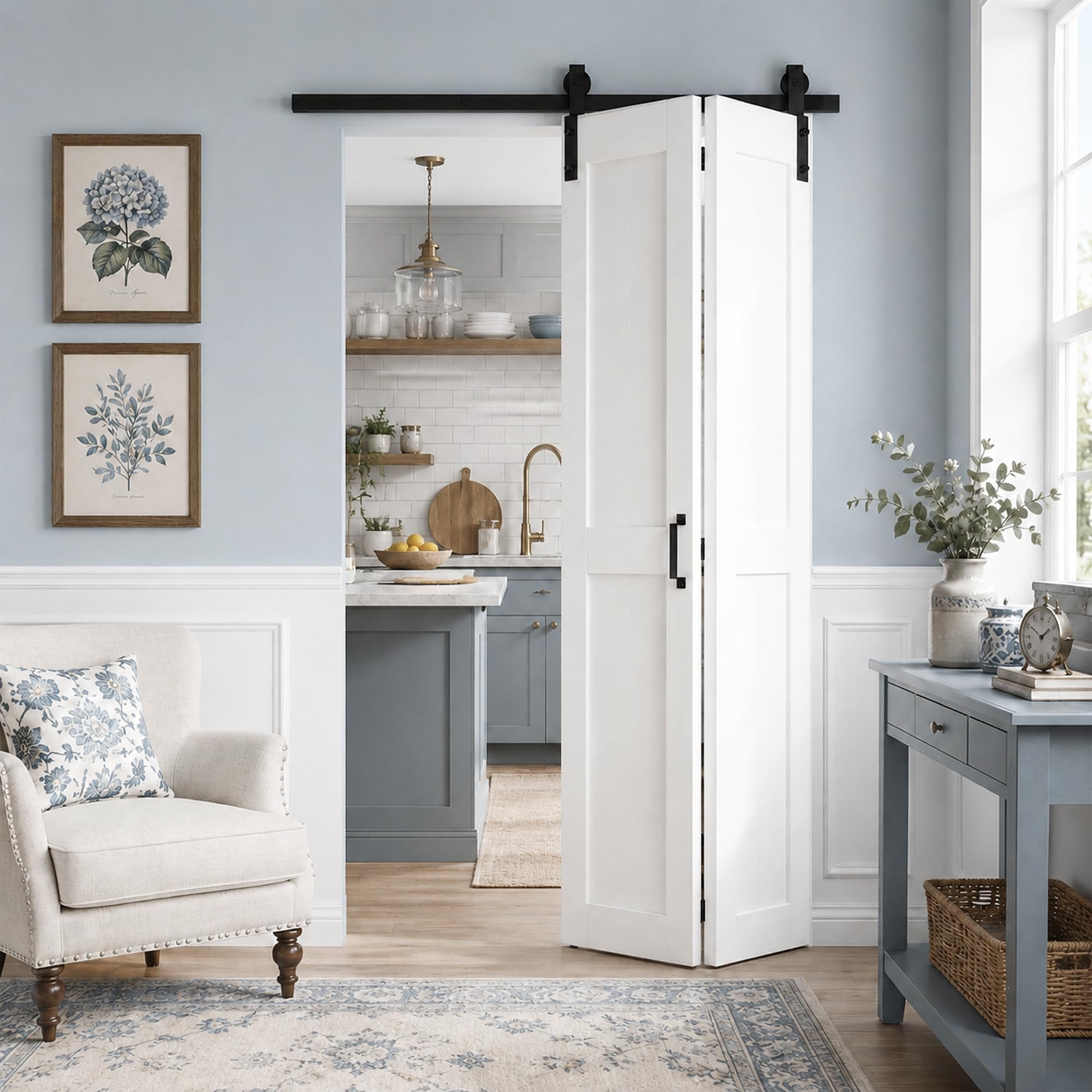 Photo 1 of SMARTSTANDARD 28" x 84" H-Shape Bifold Barn Door with Hardware Kits