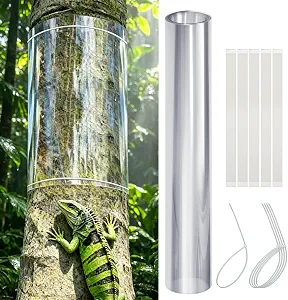 Tree Guard for Iguana Prevention with Zip Ties, Thickened Transparent PVC Tree Trunk Protector, Squirrel Rodent Cat Climbing Prevention, Weatherproof Reusable Tree Wrap (16x48IN)