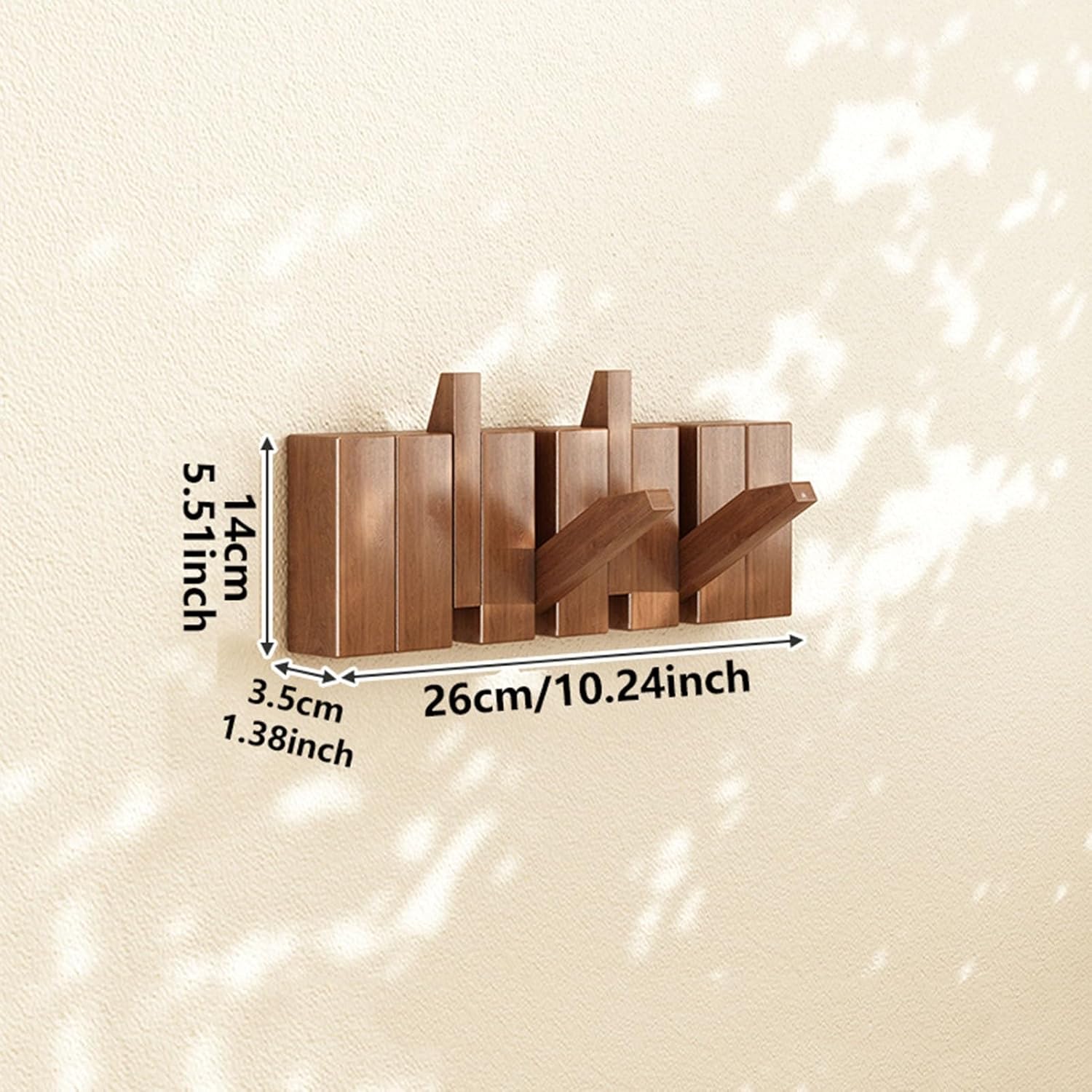 Wooden Wall Hooks Coat Rack, Piano Key Design Wall Mounted Hanger, Magnetic Retractable Organizer Multiple for Entryway Bedroom Bathroom Towel Hat Bag Key(4hooks)