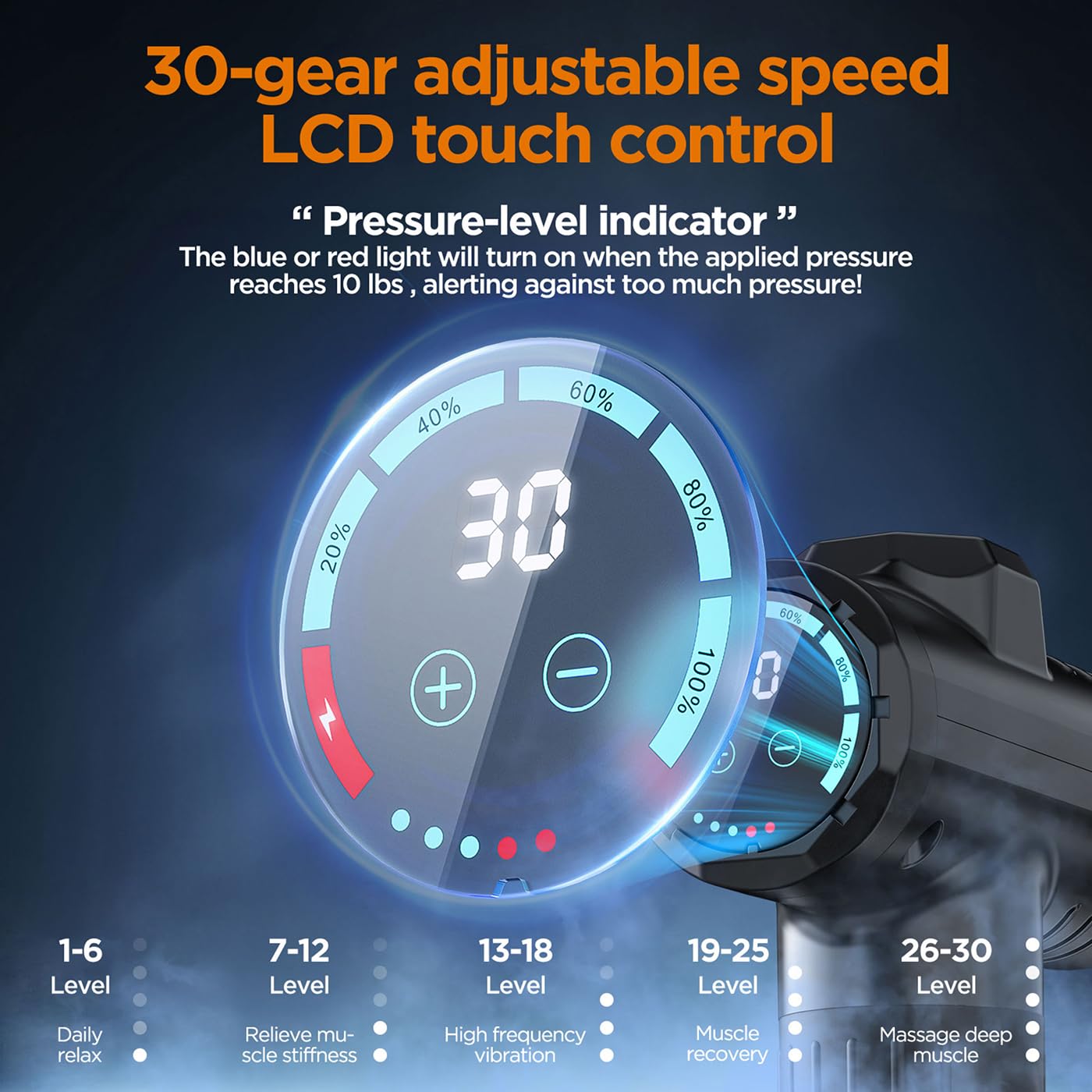 Pistolet de massage, appareil de massage musculaire portable avec 10 têtes de massage, doté de la technologie de glissement silencieuse, puissante percussion sans fil à main