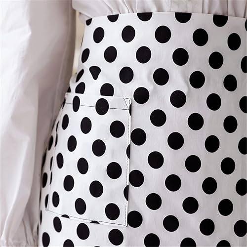 Miniatura 2 de aoozleny Delantal retro para mujer, delantal de cintura con volantes, delantal vintage con bolsillo para chef, cafetería, servidor, camarero, cocina