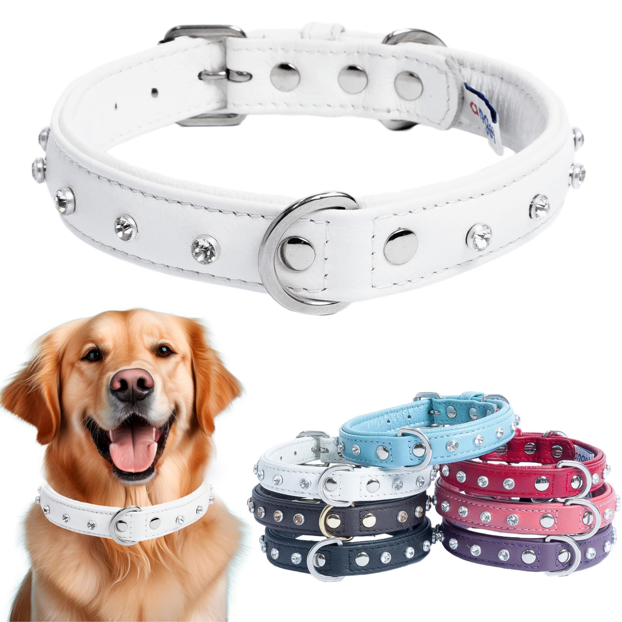 Amazon | Angel Pet Supplies ラインストーン ブリングレザー 犬の首輪