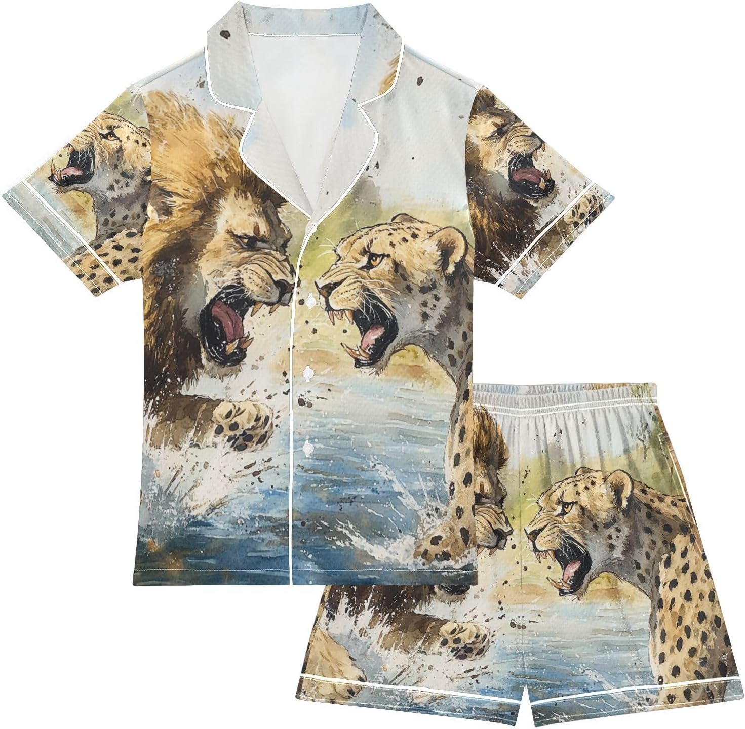 Silk Pajamas Sets Soft Satin 2 Piece Pjs Set Short Sleeve Sleepwear Nightwear