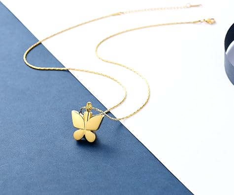 Minicremation Butterfly Urn Necklace for Ashes Stainless Steel Fashion Ash Necklace for Women Men Cremation Keepsake Memorial Human Ashes Pendant for Loss of Loved Ones