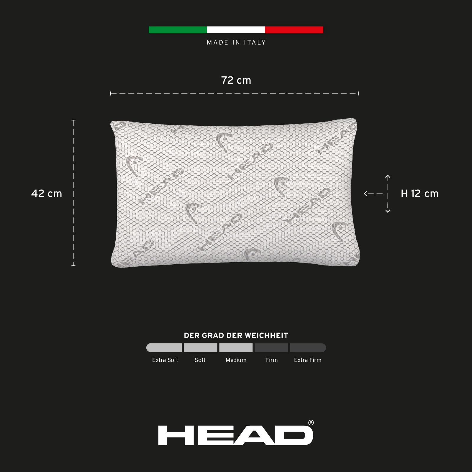 HEAD Active Rest - Nackenkissen Kopfkissen Ergonomisch Perforiert, Nackenstützkissen aus Graphen Antistatisch Hält Melatoninspiegel Hoch, Memory Foam Orthopädisches Kissen Milbenresistent Pillow 42x72