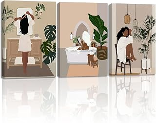 Framed African American Woman Canvas Wall Art Black Women Relax And Enjoy The Time Abstract Boho Fashion Poster Home Decor For Living Room Bedroom Bathroom