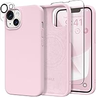 Vista 272 de GONEZ Funda de silicona para iPhone 14 Pro Max, compatible con MagSafe, con protector de pantalla + protector de lente de cámara, silicona líquida a