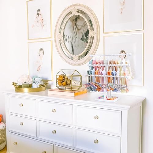 Miniatura 5 de POVETIRE Soporte para diadema de almacenamiento para bebé, organizador de lazo de madera de 3 niveles para lazos para el pelo de niñas, accesorios