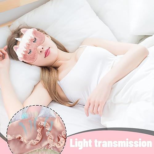 Miniatura 8 de Antifaz para dormir, antifaz de dormir para niños, cubierta de felpa para los ojos de 4 piezas, bonita máscara para dormir, máscara de felpa suave