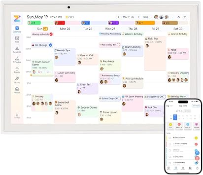 Digital Calendar 10.1 WiFi Smart Family Calendar,Sync with Google, Apple & Outlook,Touchscreen Interactive Chore Chart & Cloud Photo Frame,Wall Mounted Family Command Center, Ideal Gift for Mom Dad No Subscription Fees