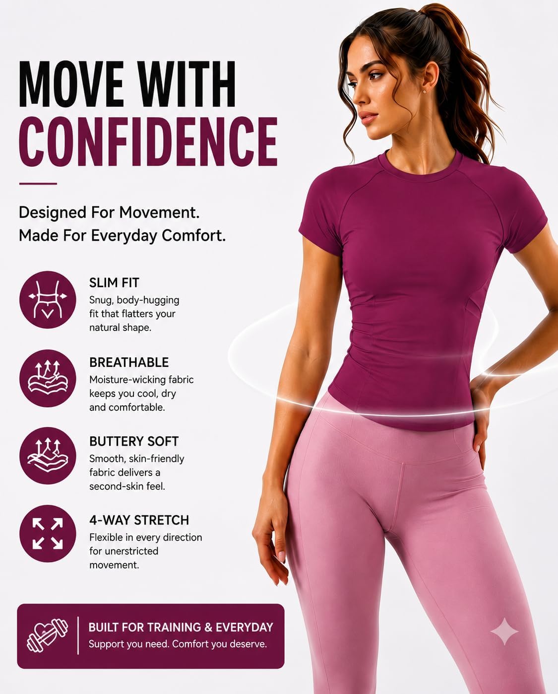 BumpGlow Women Compression Workout Crop Top Short Sleeve Gym Yoga Shirt