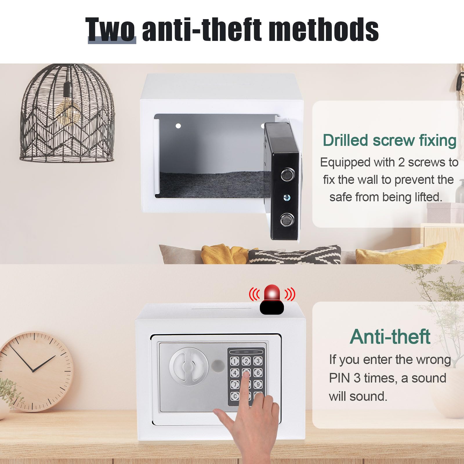 PATIKIL Cassetta Sicurezza Ignifuga Piccola Cassetta Sicurezza Domestica con Tastiera Digitale Elettronica per Uso Domestico Ufficio Viaggi Affari Bianco