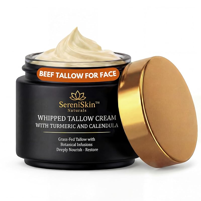 SereniSkin Creme facial batido com sebo bovino orgânico, 113 g