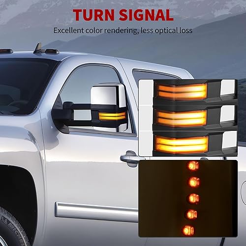 Miniatura 3 de YITAMOTOR Espejos de remolque compatibles con Avalanche Silverado Tahoe Suburban, GMC Sierra Yukon, 2007-2014, telescópica con calefacción,