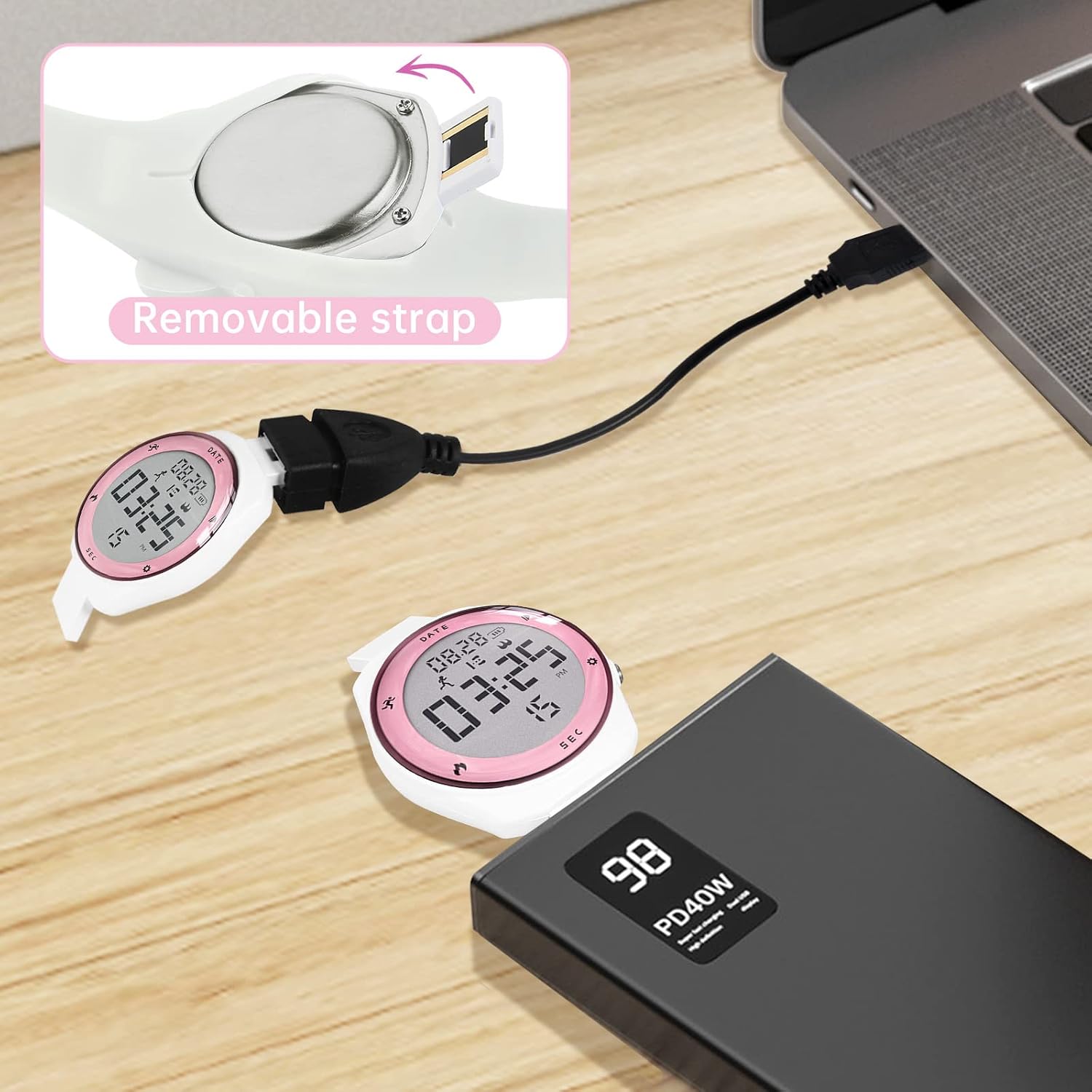 Kids Watch, Digital Watch for Girls Boys, Sport Watch with Alarm Clock, Stopwatch, Waterproof Fitness Tracker with No App for Ages 5-12 Children (MEhuipin-White Pink)