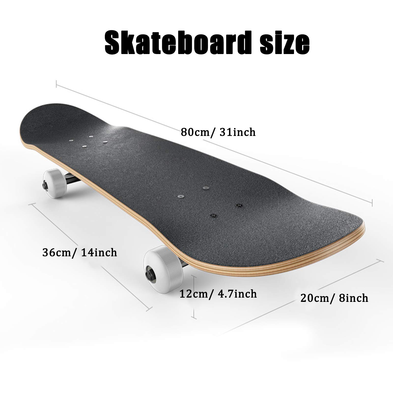 Skateboard Intermitente de 31 Pulgadas con Ruedas LED de Colores, Monopatín de Cubierta de Madera de Arce Canadiense de 9 Capas para Niños,Niñas,Adolescentes,Adultos,Principiantes