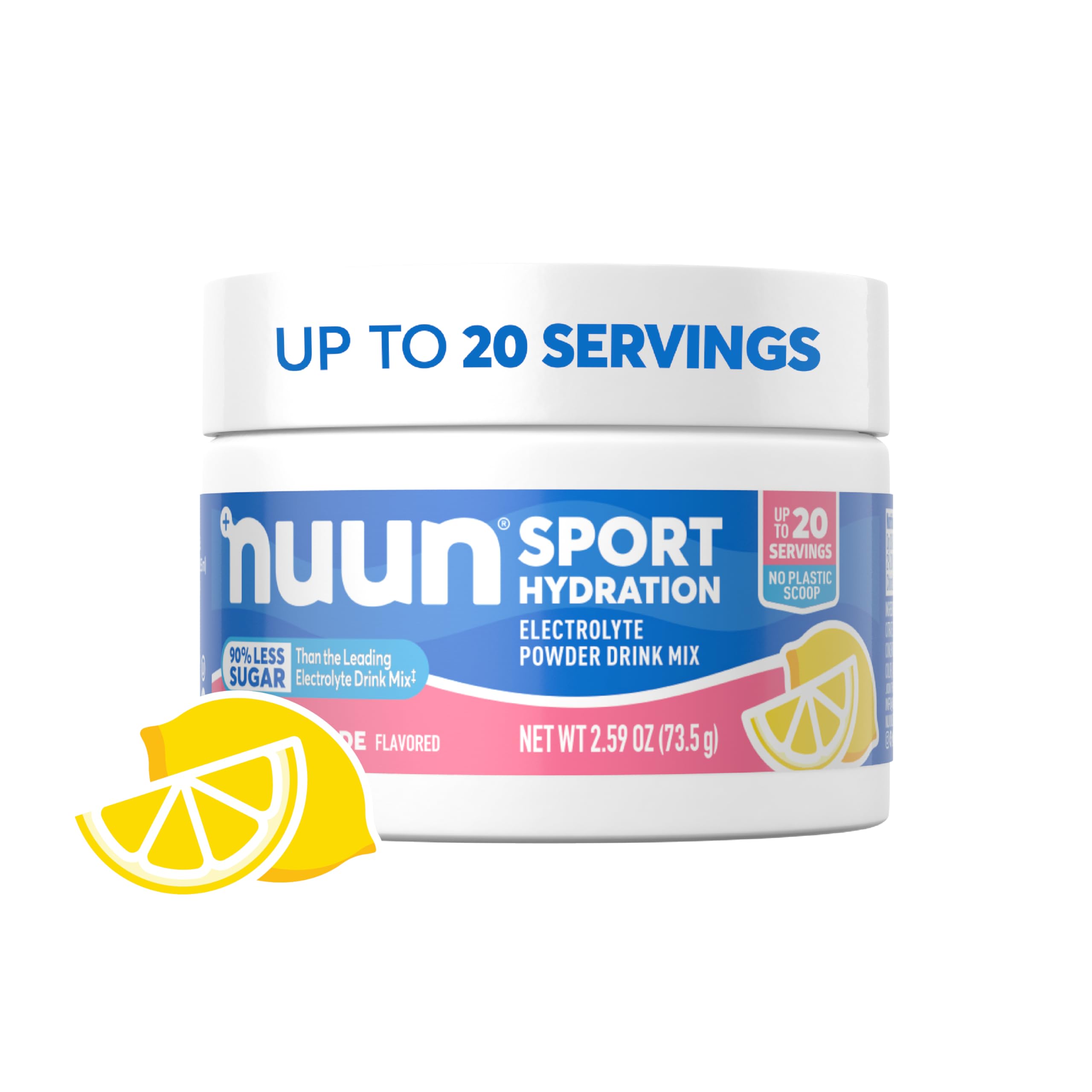 NuunSport Electrolyte Powder Drink Mix with Magnesium, Calcium, Potassium, Chloride, and Sodium, Pink Lemonade Flavor, Gluten Free & Vegan, Up to 20 Servings