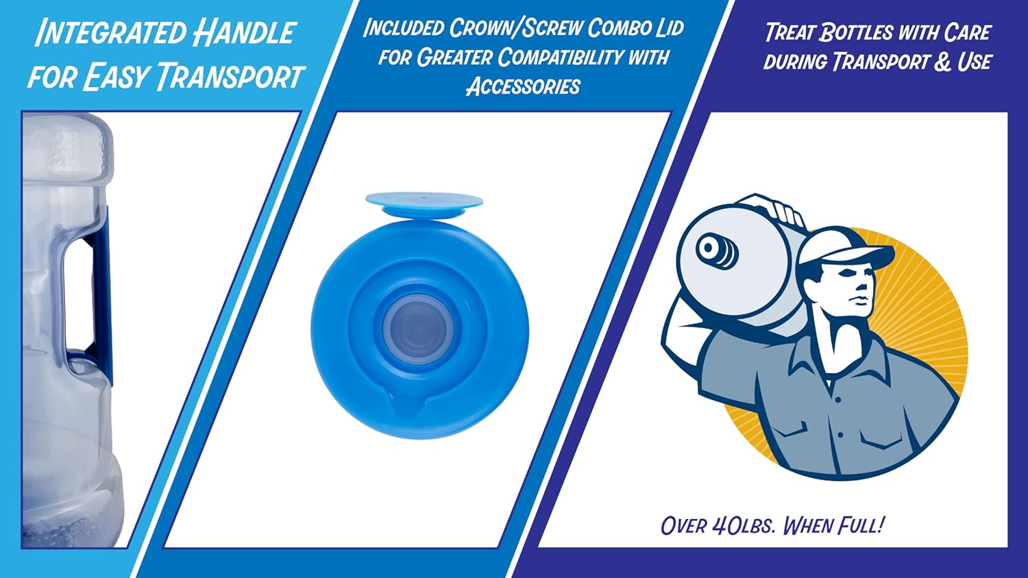 New Wave Enviro BPA Free PET Bottle, 5-Gallon Capacity, Screw Top, Designed for Durability with Integrated Handle, Blue Color - Image 3