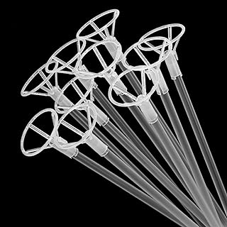 RUBFAC 50pcs Balloon Sticks with Cups, 16â€ Clear Bobo Balloon Holders Large and Long Balloon Stand for Large Balloons Birthday Party Graduation Wedding Decorations
