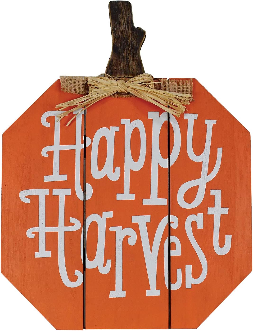 Veclotch Happy Harvest Wood Fall Pumpkin Decor, Indoor Outdoor Standing Flat Pumpkin Decoration for Autumn Harvest Thanksgiving Halloween Fall Tabletop Sign Decorative Pumpkin Yard Decoration 17.3inH