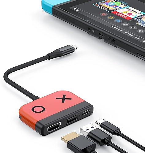 Base de interruptor para Nintendo Switch OLED, base de TV portátil con puerto HDMI USB 3.0 y carga USB C, base de viaje para Nintendo Switch Steam