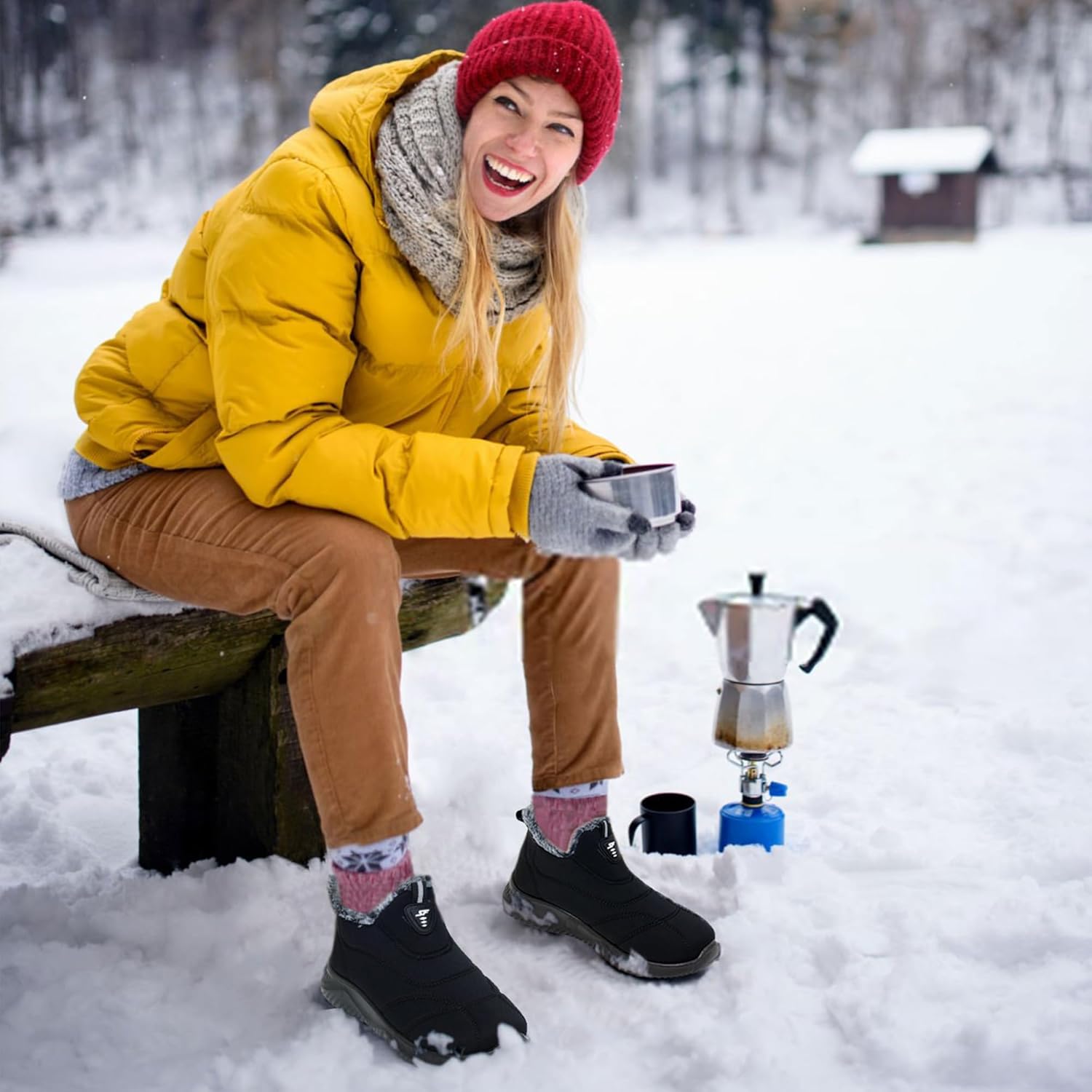 FUDYNMALC Womens Snow Boots Winter Shoes: Warm Fur Lined Slip On Ankle Booties Lightweight All-Day Comfort Outdoor Footwear for Walking - Image 2