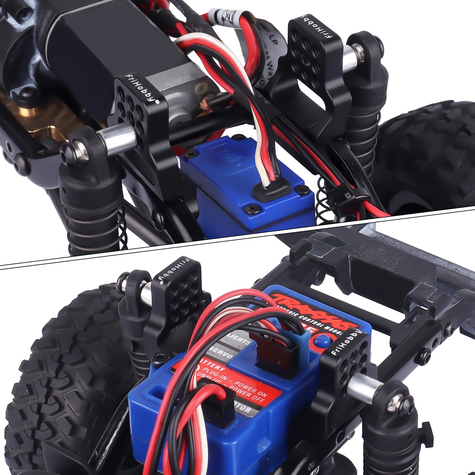 FriHobby Adjustable Shock Towers Compatible with 1/18 TRX4M Bronco Defender RC Crawler Shock Hoops Metal Front Rear Shock Mount Hops Up
