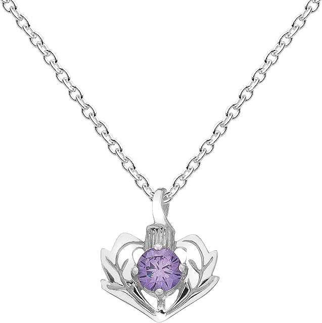 Heritage Sterling Silver and Amethyst Thistle Necklace of 45.7 cm