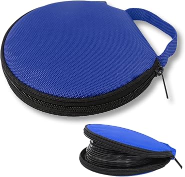 1 PC Car CD Large Capacity Storage Bag, CD Disc Storage Bag, DVD Oxford Cloth Round Storage Box, Universal for Most Cars Blue