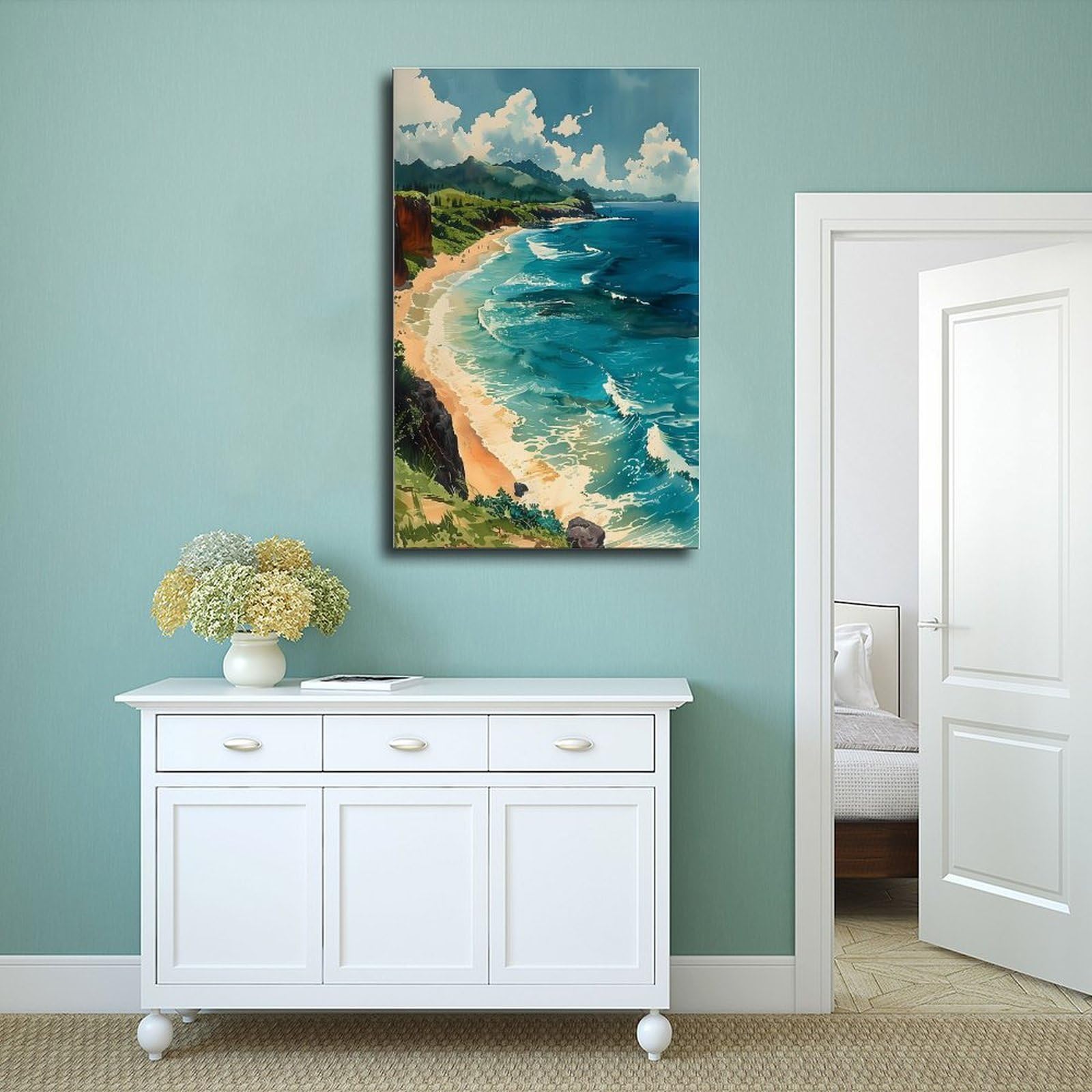 Amazon.com: ZJLAMZ Maui Watercolor Painting Hawaii Wall Art Maui