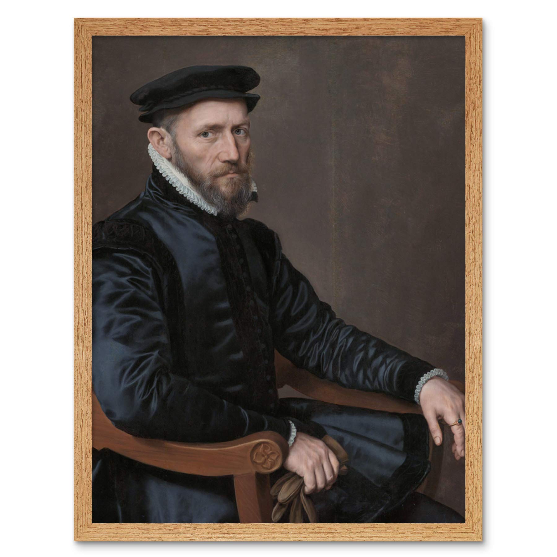 Artery8 Anthonis Mor Portraits Sir Thomas Gresham Painting Art Print Framed Poster Wall Decor 12x16 inch