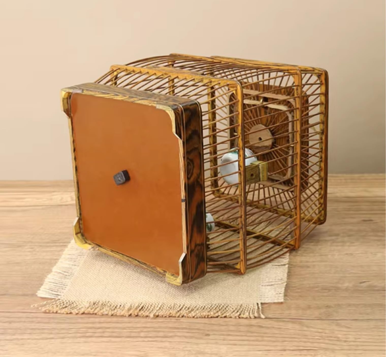 Gabbia per Uccelli Gabbia for Uccelli in Legno Appesa con Lattina for Cibo, Decorazione Multifunzionale for La Casa degli Animali Domestici Voliera