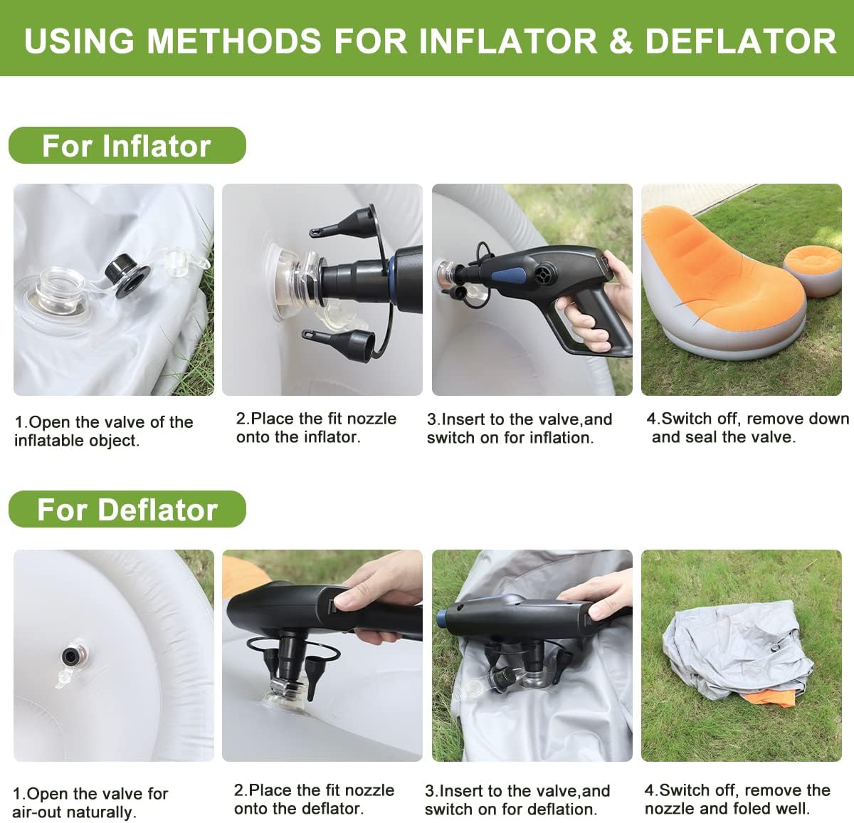 Electric Air Pump , Air Mattress Portable Pump, Quick-Fill Inflator Deflator with 3 Nozzles, 110-240V/12V DC, 50W, 0.5PSI, Perfect for Outdoor Camping,Air Mattress Pump Air Bed Pool Toy Raft Boat : Home & Kitchen