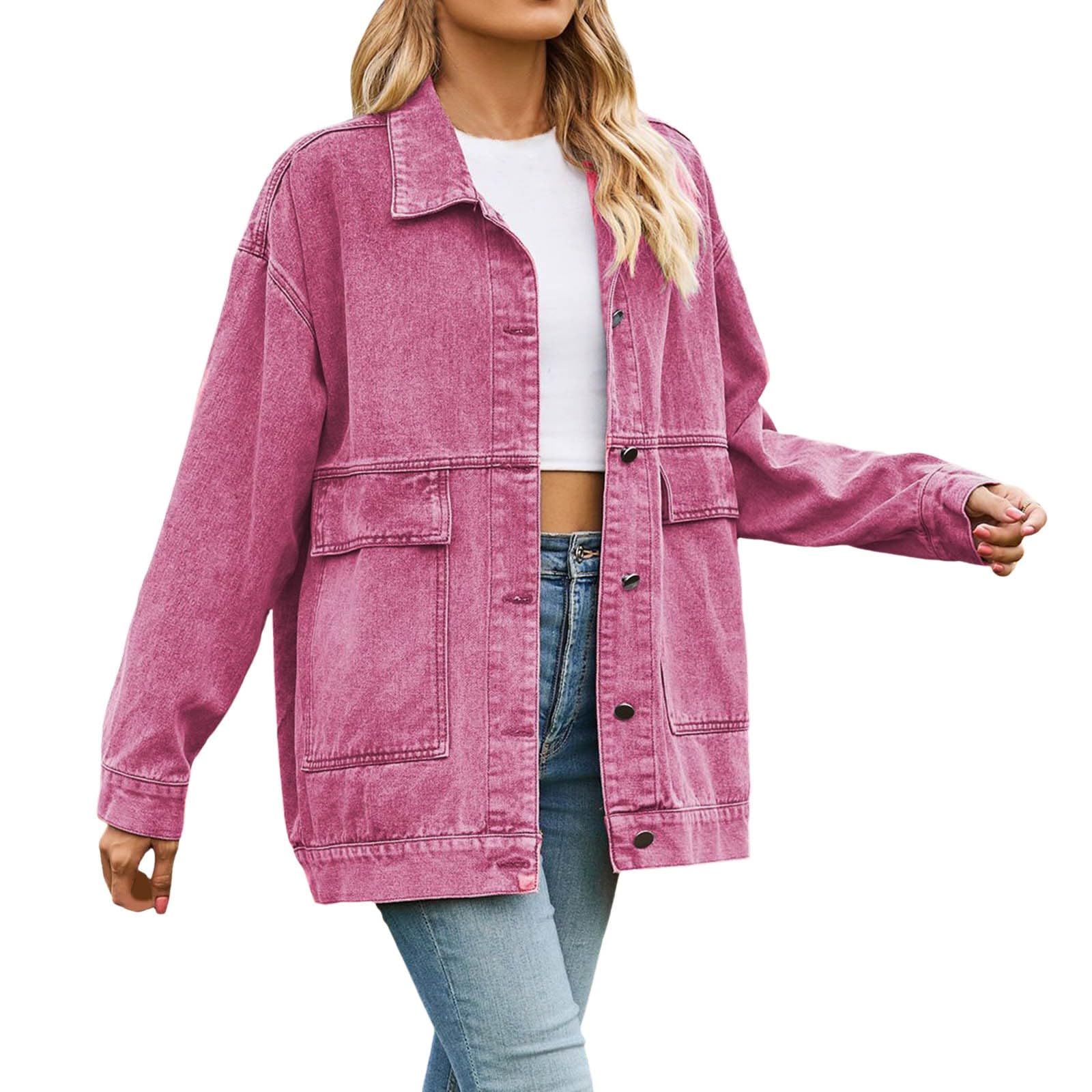 Chaqueta Vaquera Mujer Oversize, Chaqueta De Mezclilla Elástica Chaqueta Vaquera Larga Mujer De Gran Tamaño Con Bolsillo De Manga Larga Cazadora Mujer Entretiempo Chaqueta Aviador Para Primavera Otoño