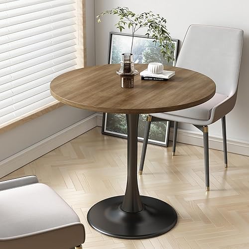 Miniatura 11 de Mesa redonda blanca de 31.5 pulgadas, mesa de comedor moderna de tulipán, mesa de centro de mediados de siglo para sala de estar Blanco,Negro