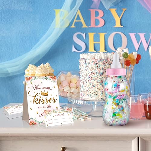 Miniatura 6 de Fuutreo Cartel de juego Guess How Many Baby Shower con 50 tarjetas, decoración de biberones grandes de 2.76 x 2.76 x 8.27 pulgadas, botellas