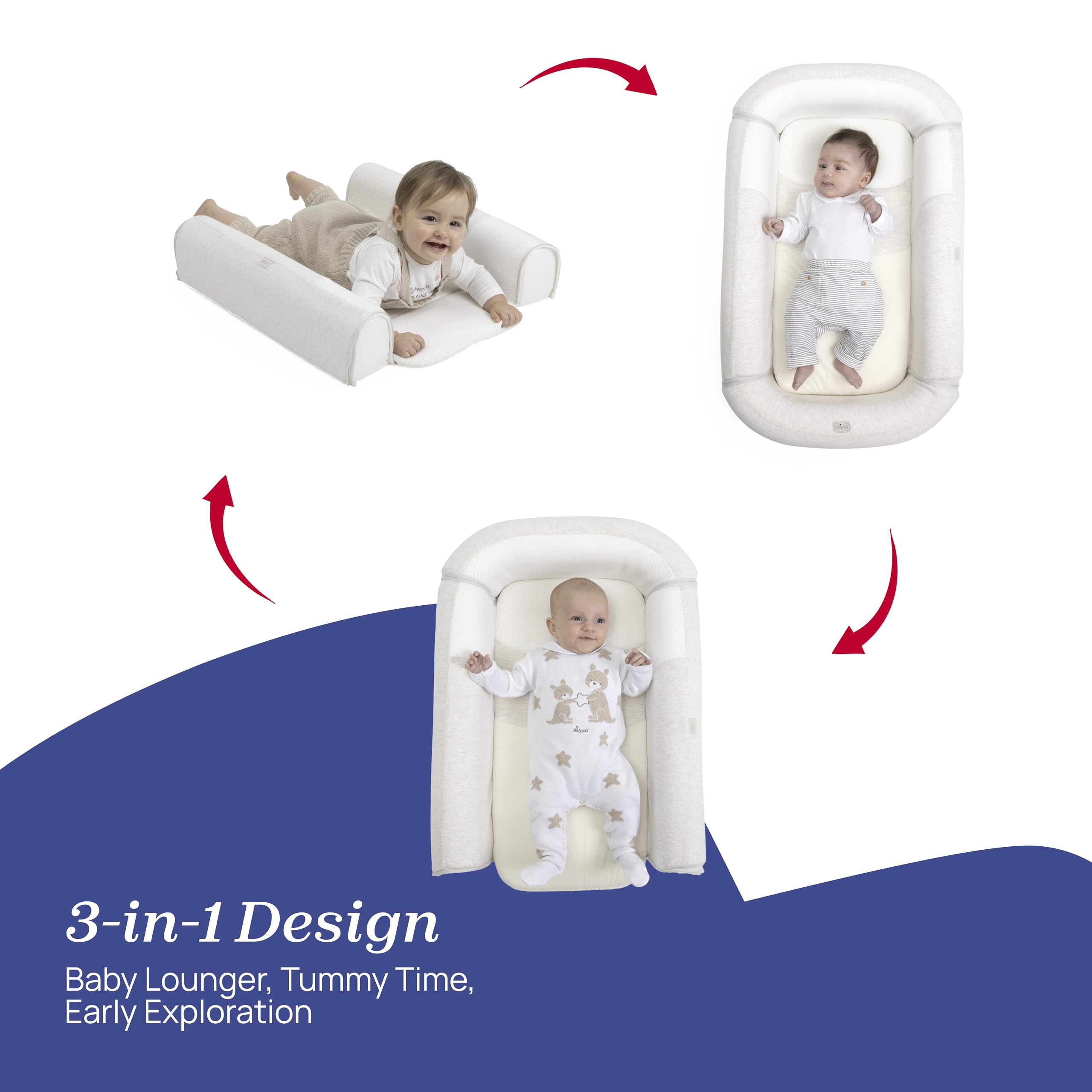 Chicco Mummy Pod - Berceau Réducteur 3en1 Imperméable Respirant, Maille 3D + Anti-Pipi, Gris Panda, 0-8 Mois