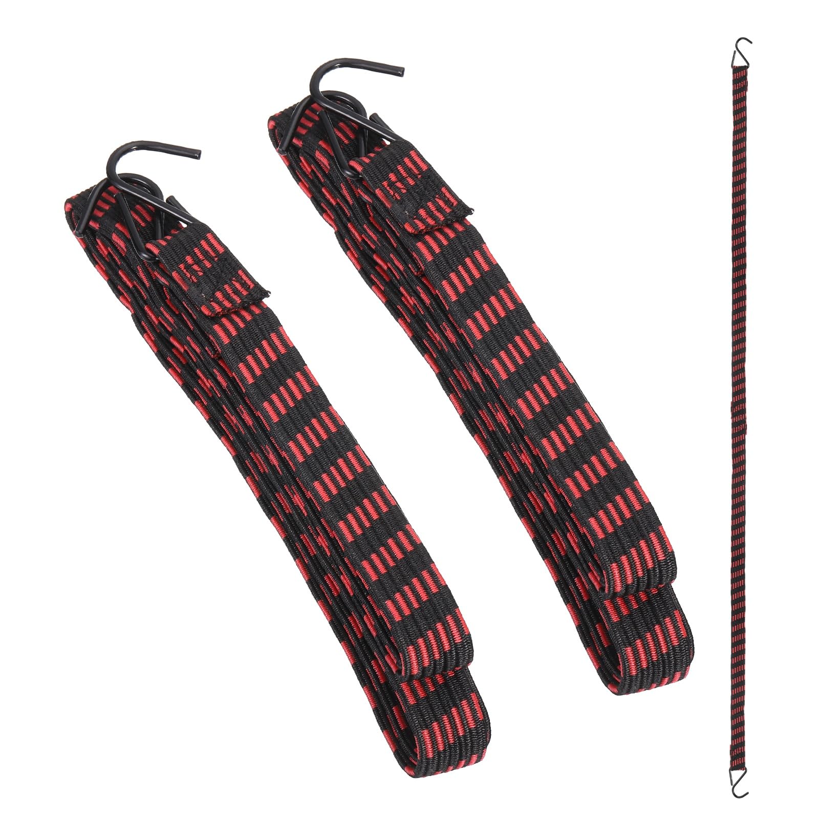 PATIKIL 2m Bungee Cords with Hook, 2Pcs Heavy Duty Outdoor Elastic Bungee Straps for Securing Luggage Moving Cargo, Red