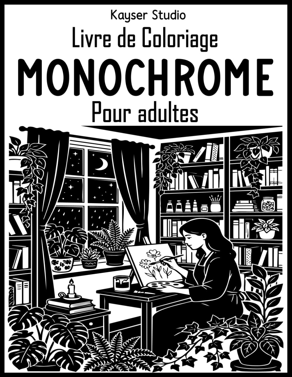 Livre de Coloriage Monochrome pour adultes: Livre de coloriage monochrome avec 50 scènes cosy de lecture, thé, journaling et moments relaxants à colorier avec une seule couleur