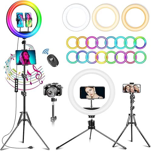 Anillo de luz RGB de 12.3 pulgadas con trípode y soportes para teléfono, anillo de luz LED para selfie con soporte para tablet iPad, luces disponible en Yaxa Guatemala