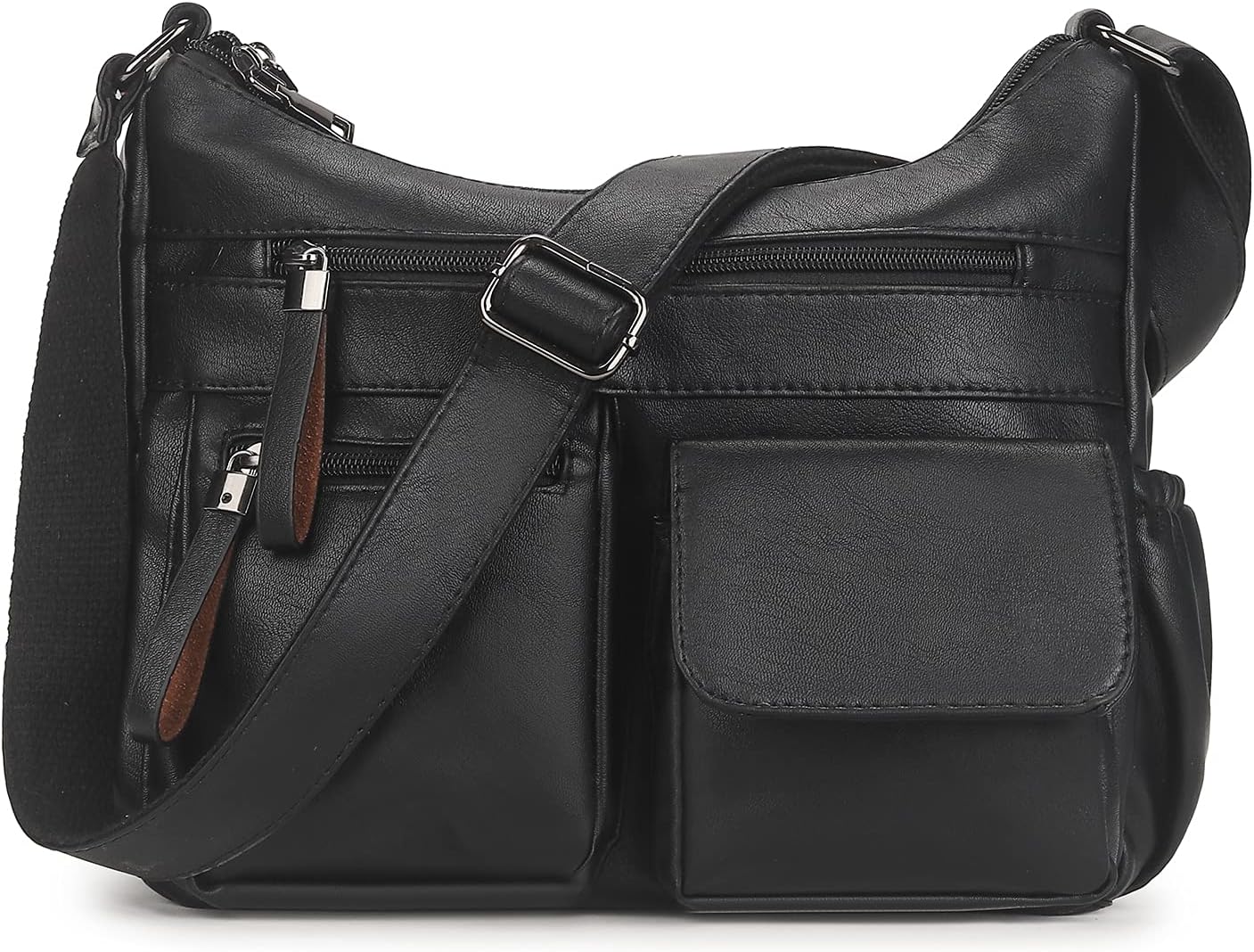 Artwell Fashion Hobo Crossbody Bag For Women Shoulder Bag PU Leather Handbags Purses Multi Pocket Zipper Messenger Tote Bag