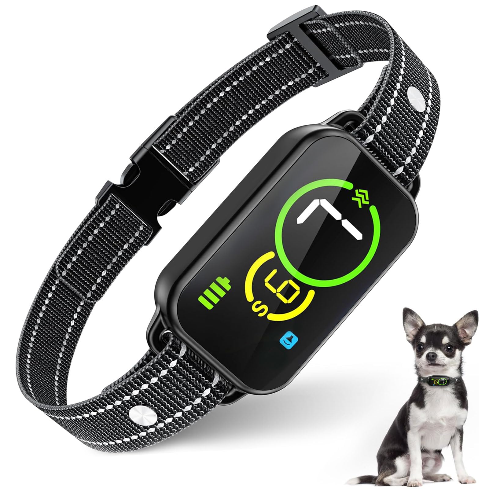 Anti Barking Dog Collars, Dog Bark Collar, Rechargeable Smart Bark Collar Harmless, Vibration&Beep Modes 7 Sensitivity Adjustable IP67 Waterproof, Anti Bark Collars for Small Medium Large Dog