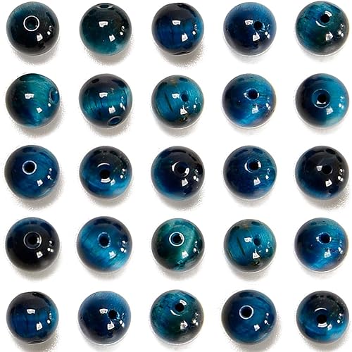 NCB 200 cuentas sueltas de 0.31 pulgadas de color aguamarina natural ojo de tigre de 0.31 pulgadas para hacer joyas con cordón elástico de cristal