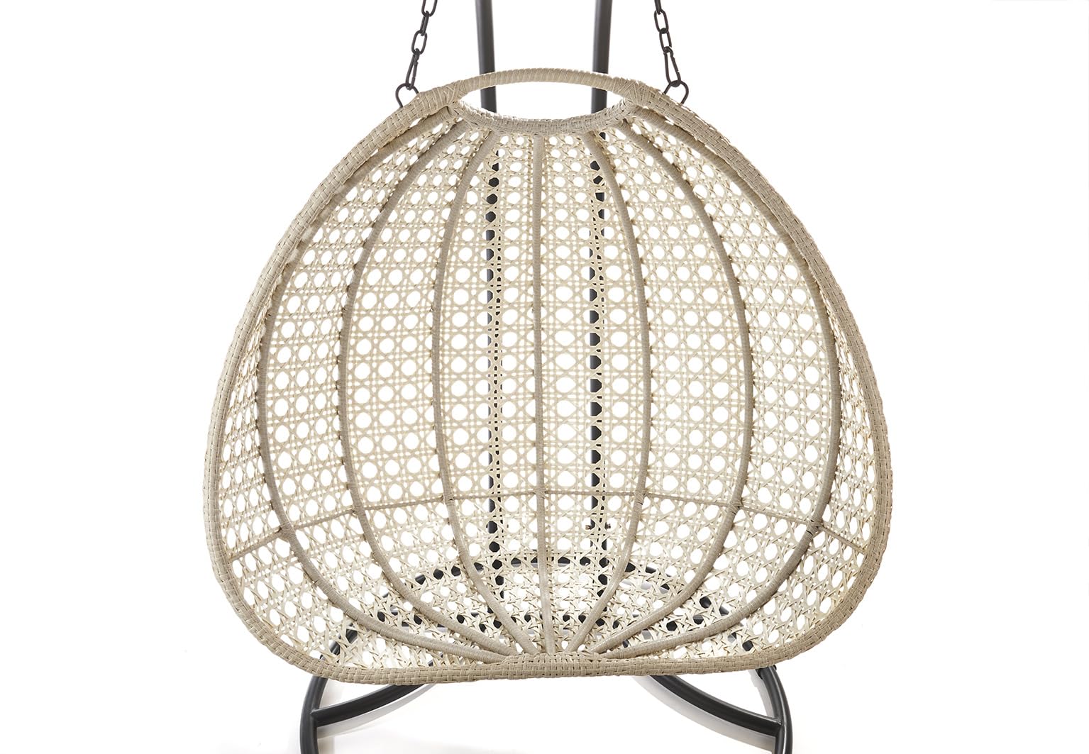 Kobolo Hängesessel Big Polyrattan Metallgestell 130x172x202 cm Grau