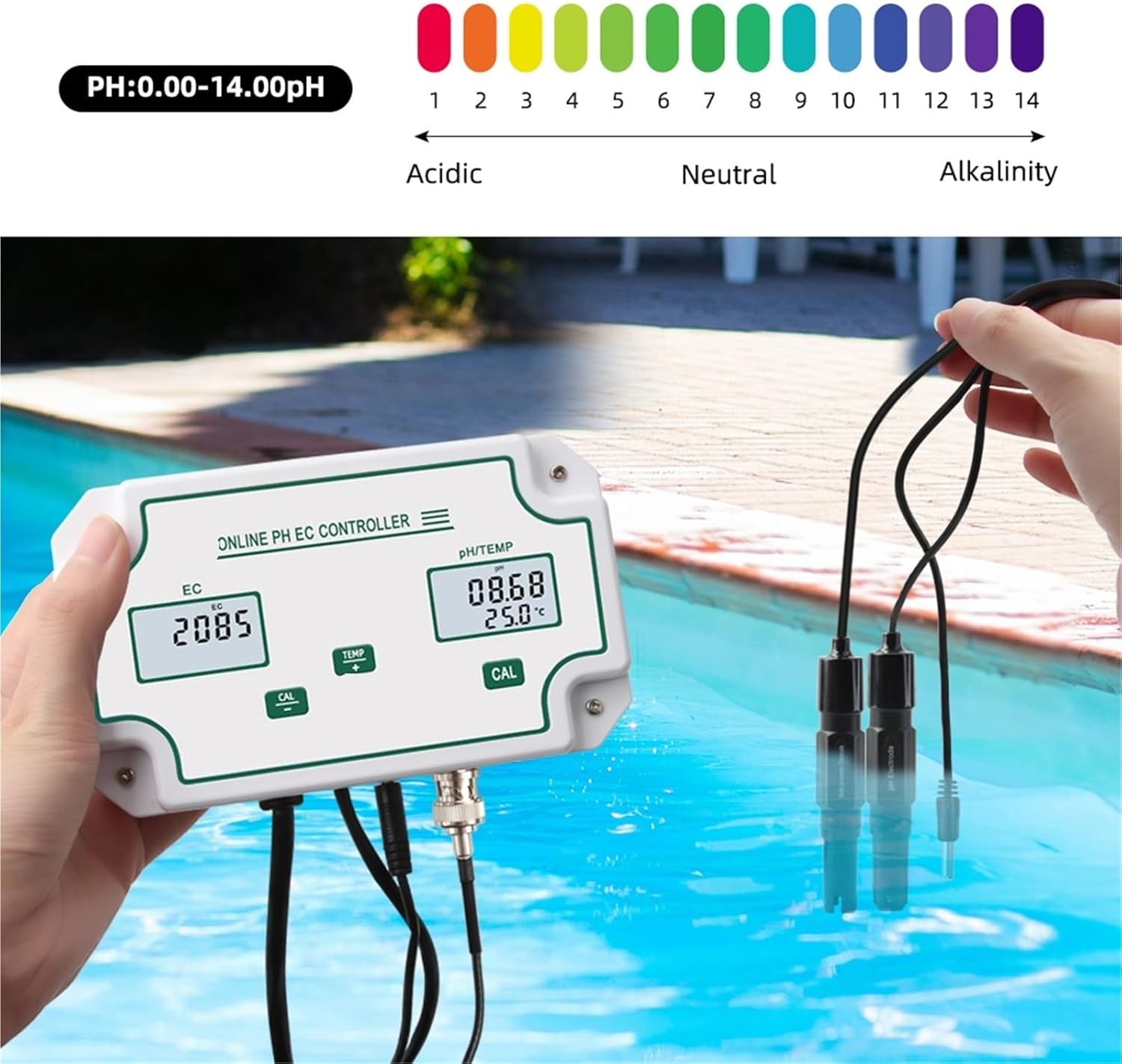 Online Ph Ec Temp Meter Smart Acidity Conductivity Range Control Switch Hydroponics Aquarium Water Quality Tester