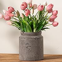 Vista 11 de Florero de cerámica de 6.5 pulgadas, jarrón rústico de granja para decoración del hogar, jarrón de cerámica hecho a mano, pequeños jarrones